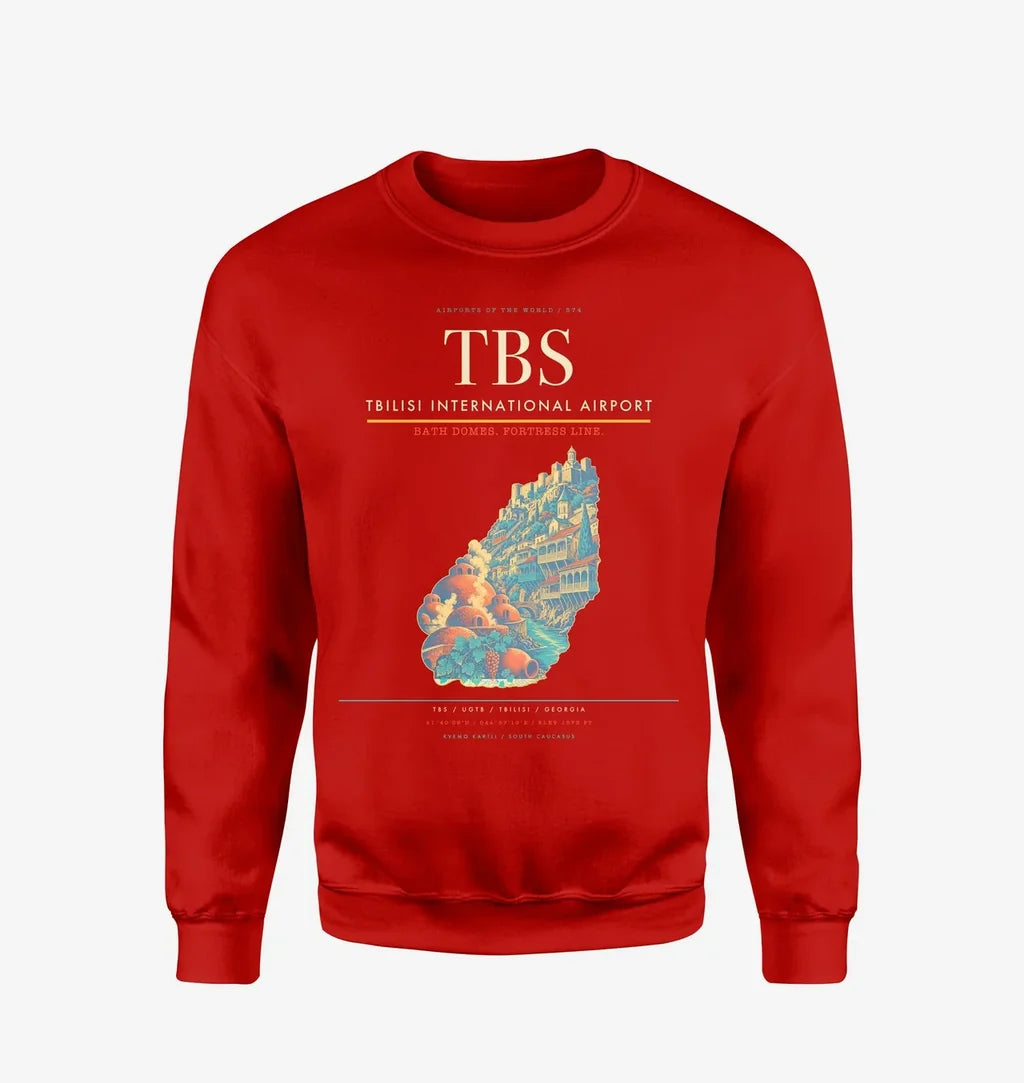 Tbilisi International Airport (TBS) design on red sweatshirt
