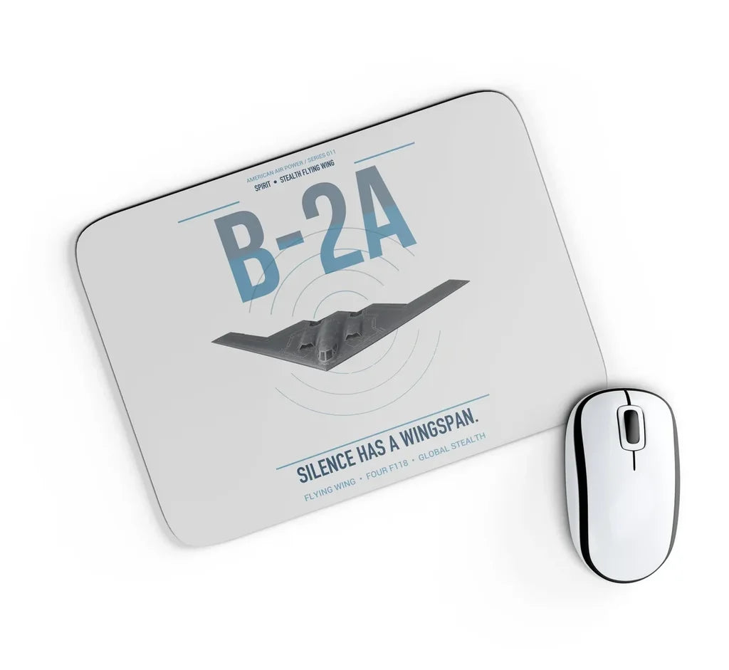 B-2A Spirit design on light gray rectangle mouse pad