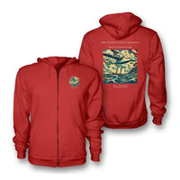 Thumbnail for VINTAGE G4067 - The Warm Winds Crossing - Premium Zipped Hoodie design on red
