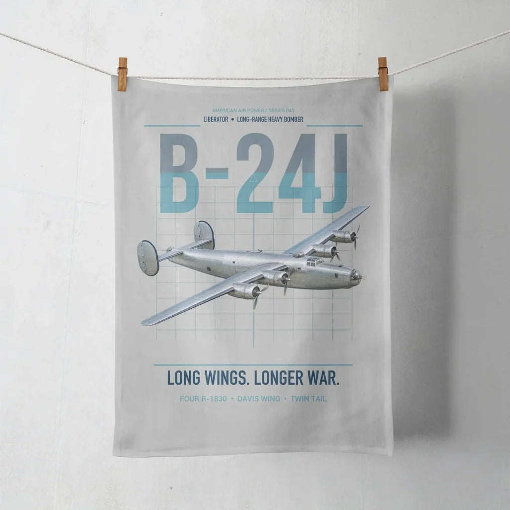 B-24J Liberator design on light gray towel