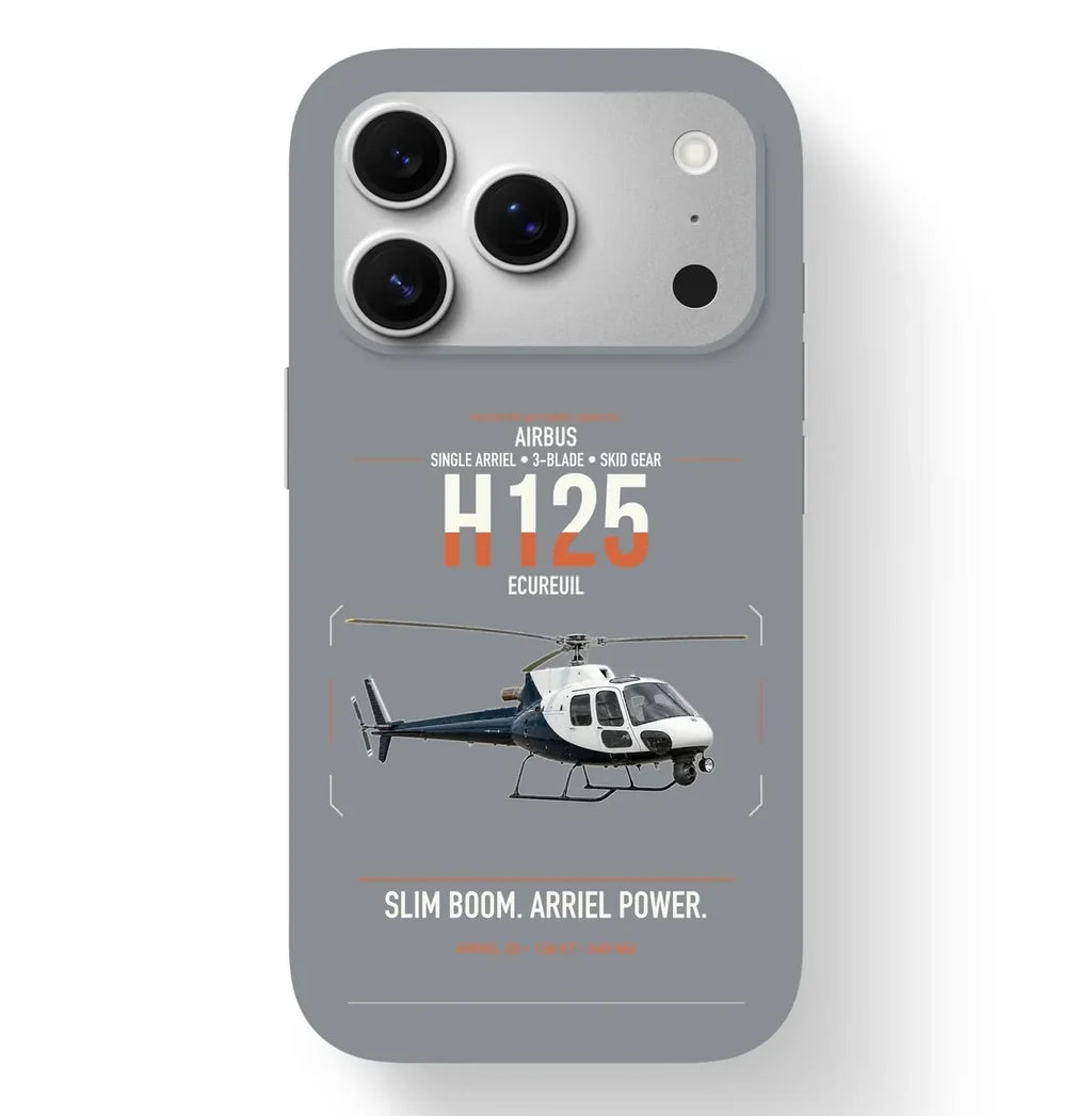 Airbus H125 design on gray magsafe iphone case, for iPhone 17 Pro