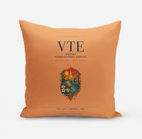 Thumbnail for Wattay International Airport Vientiane (VTE) design on orange pillow