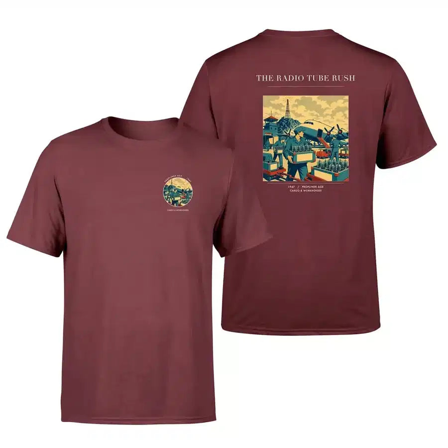 VINTAGE G4414 - The Radio Tube Rush - Double-Side T-Shirt design on darkred double side t shirt