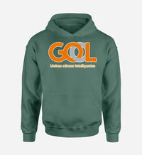 Thumbnail for Gol Linhas Aéreas Inteligentes logo printed on green hoodie