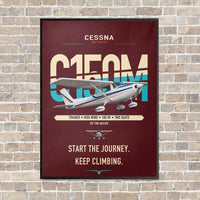 Thumbnail for Cessna 150M vertical canvas print - framed - dark red background