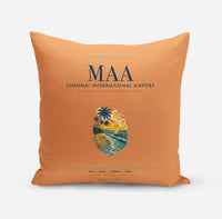 Thumbnail for Chennai International Airport (MAA) design on orange pillow