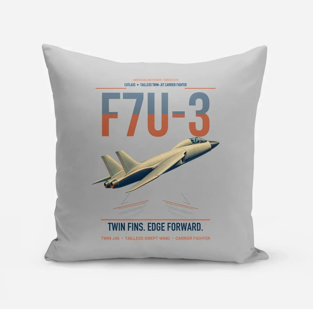 F7U-3 Cutlass design on light gray pillow