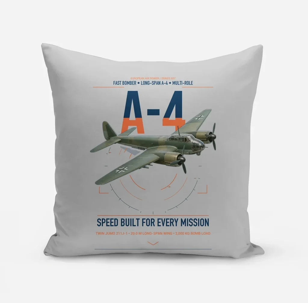 Junkers Ju 88A-4 design on light gray pillow