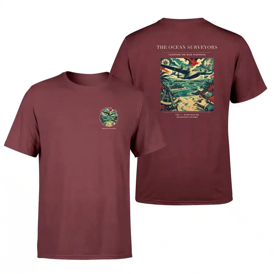 VINTAGE G4064 - The Ocean Surveyors - Double-Side T-Shirt design on darkred double side t shirt