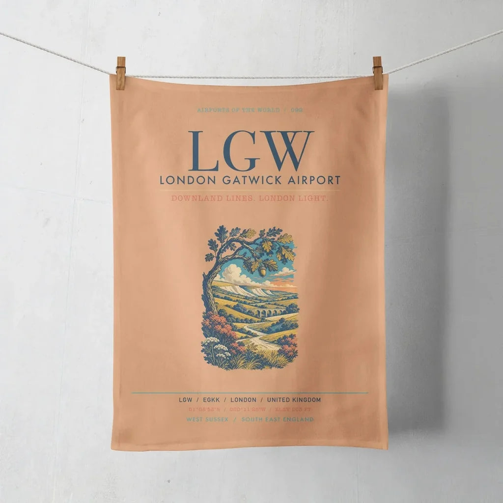 London Gatwick Airport (LGW) design on orange towel