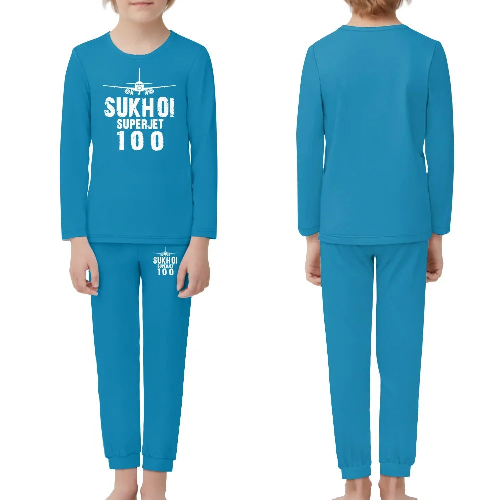 Sukhoi Superjet 100 & Plane children pajamas - Light Blue