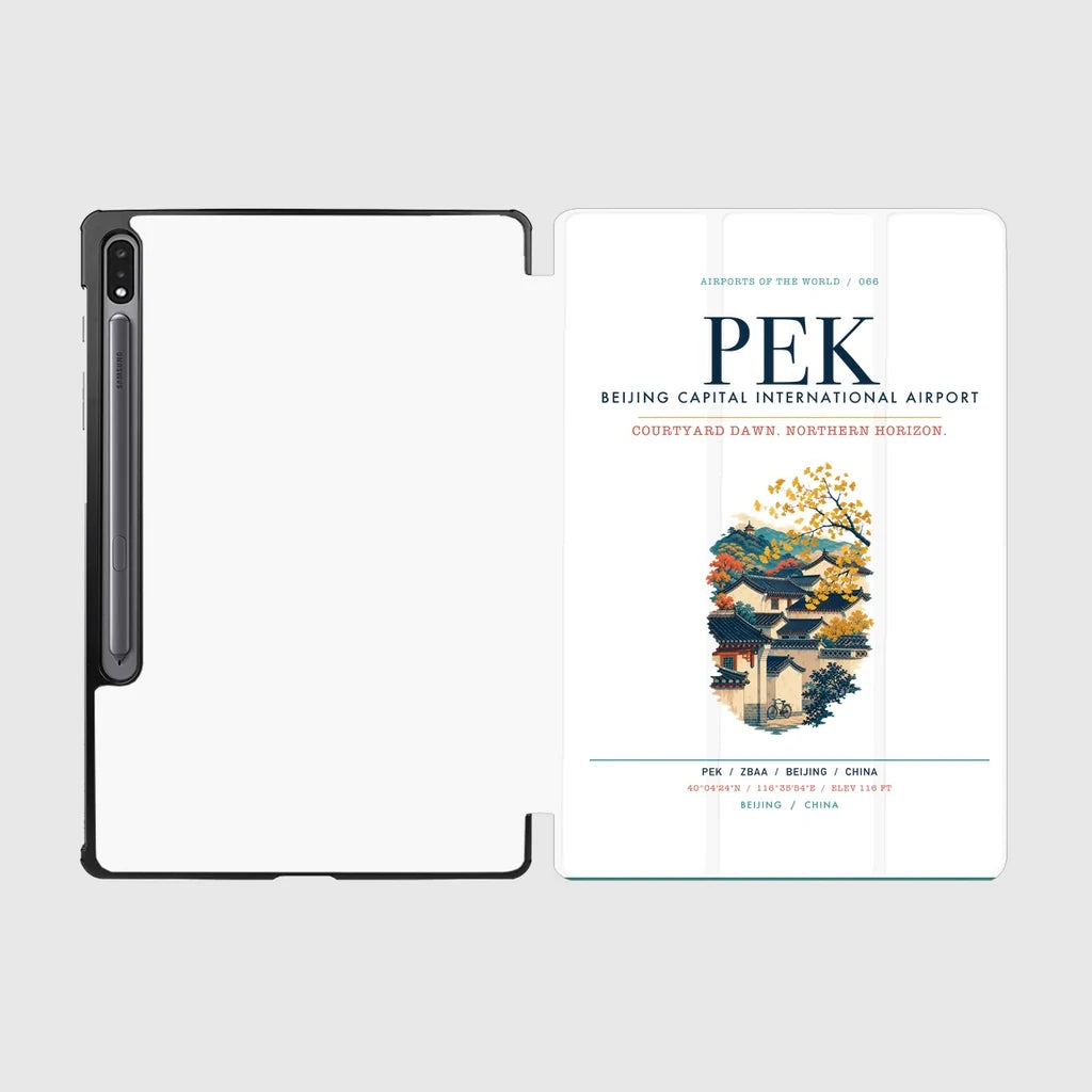 Beijing Capital International Airport (PEK) design on white samsung tablet tablet case