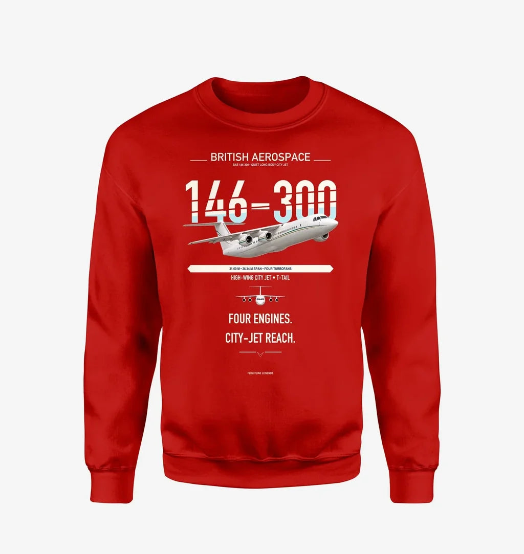 BAe 146-300 design on red sweatshirt
