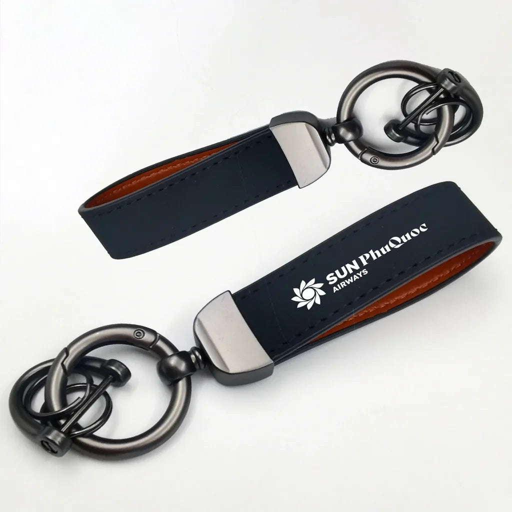 Sun Phu Quoc Airways Horseshoe Buckle key chain in navy blue