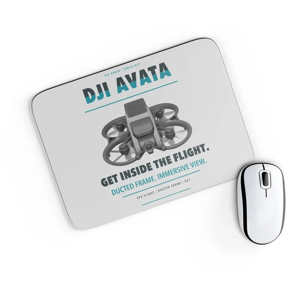 DJI Avata design on light gray rectangle mouse pad