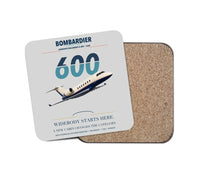 Thumbnail for Bombardier Challenger 600 design on light gray 1 piece coaster
