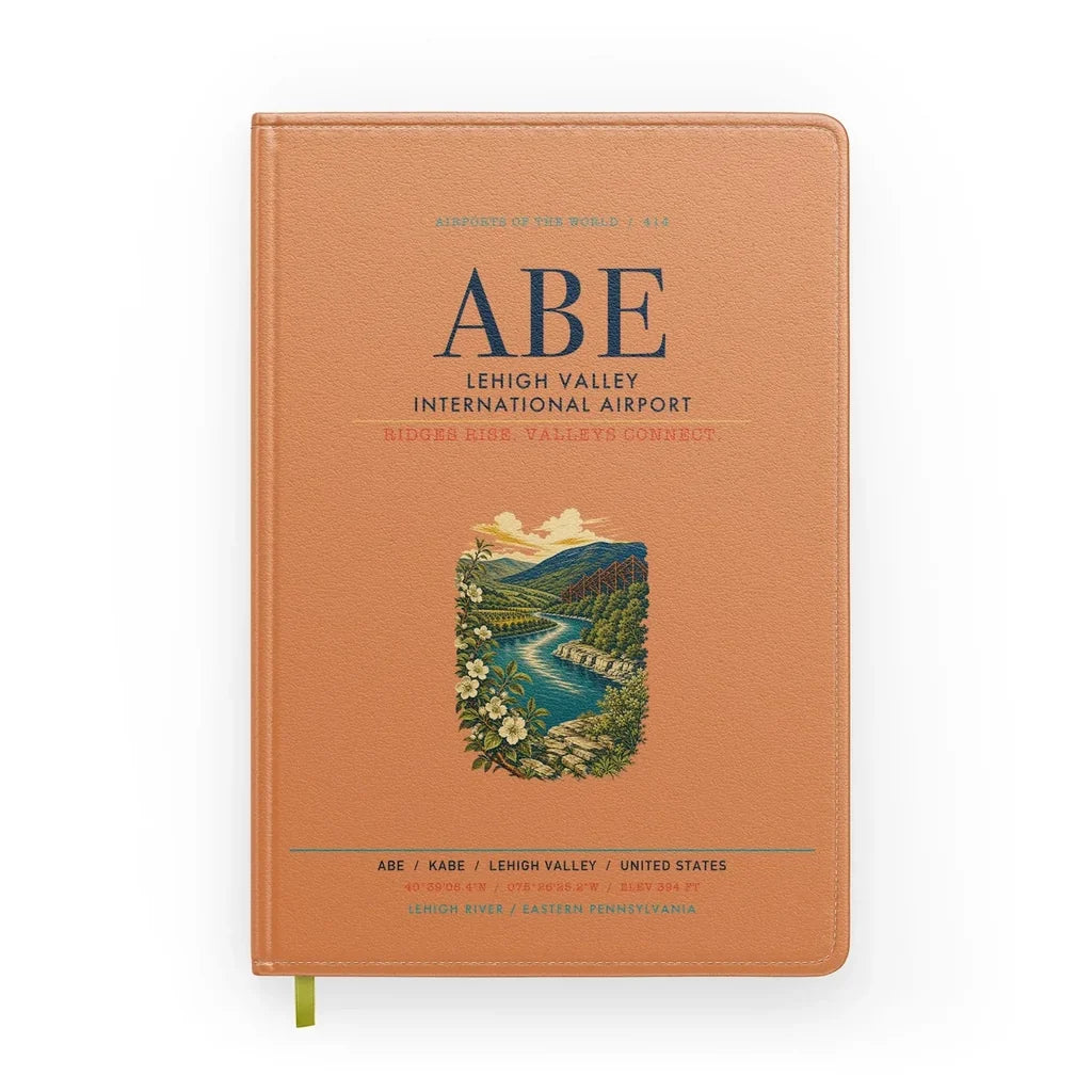Lehigh Valley International Airport Allentown-Bethlehem-Easton (ABE) design on orange notebook