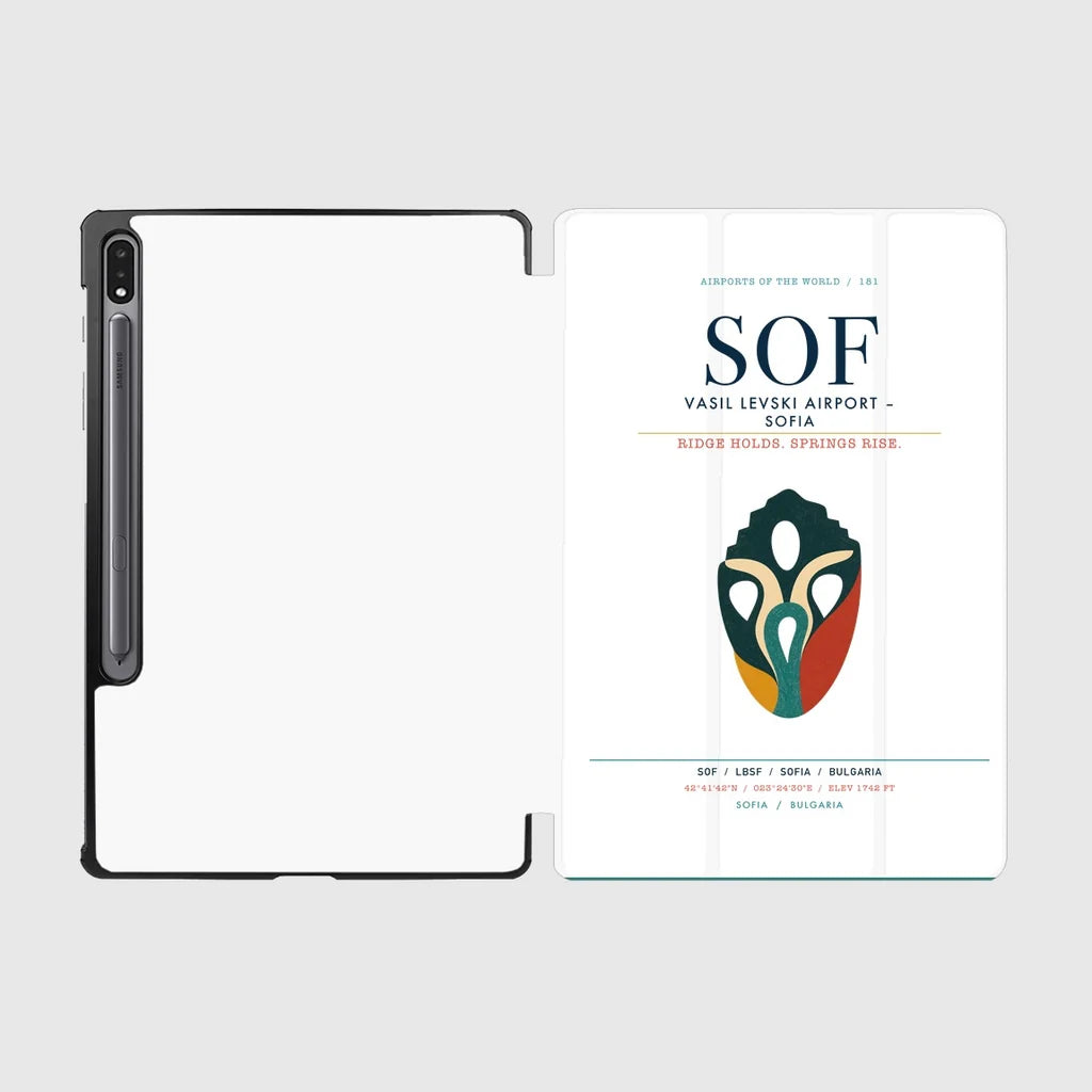 Vasil Levski Airport – Sofia (SOF) design on white samsung tablet tablet case