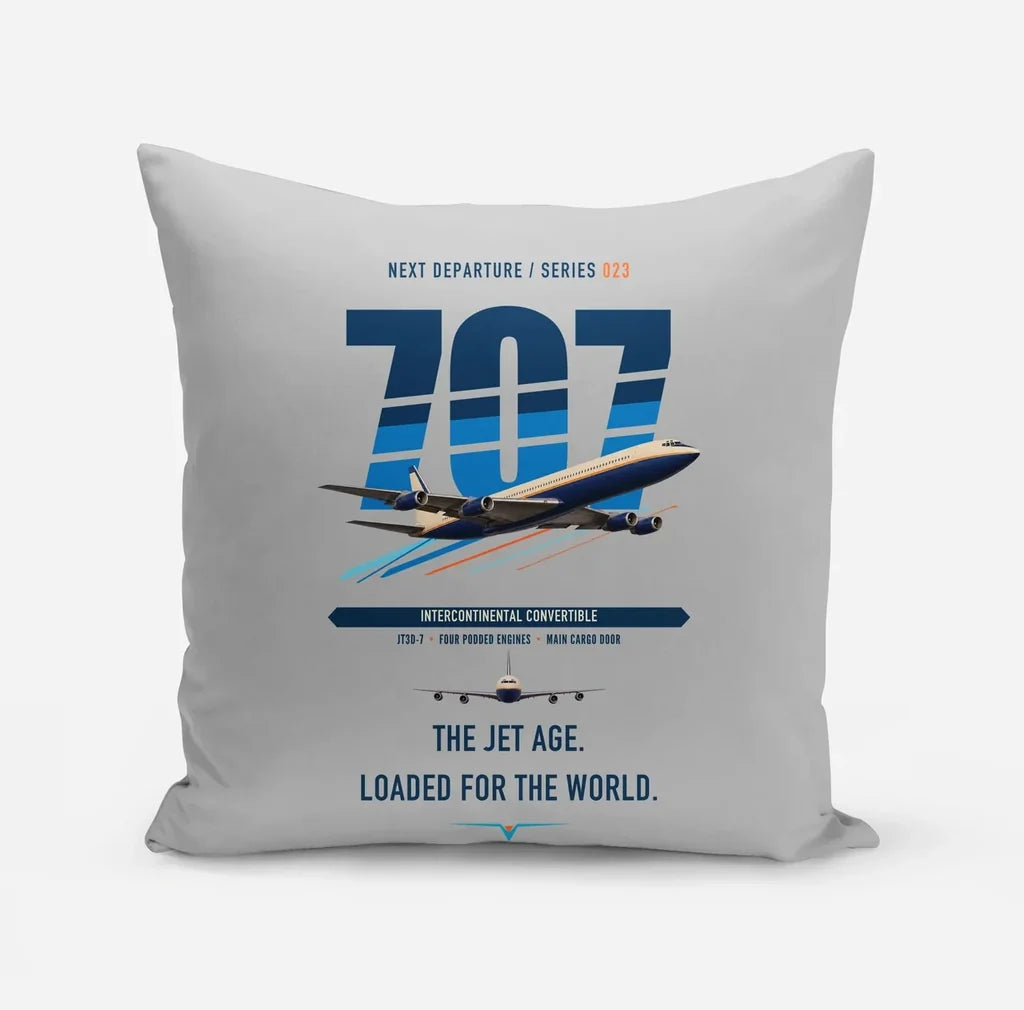 Boeing 707-320C design on light gray pillow