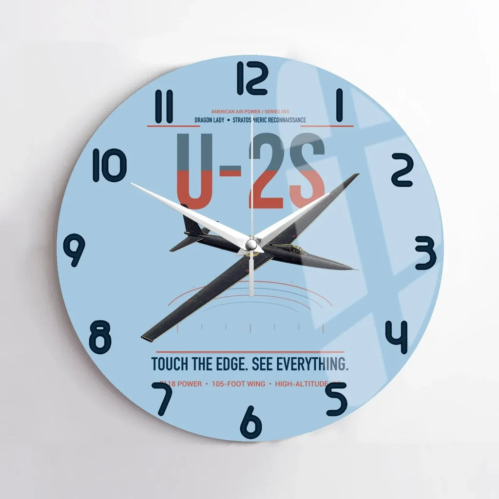 U-2S Dragon Lady design on light blue no frame wall clock