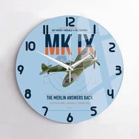 Thumbnail for Supermarine Spitfire Mk IX design on light blue no frame wall clock