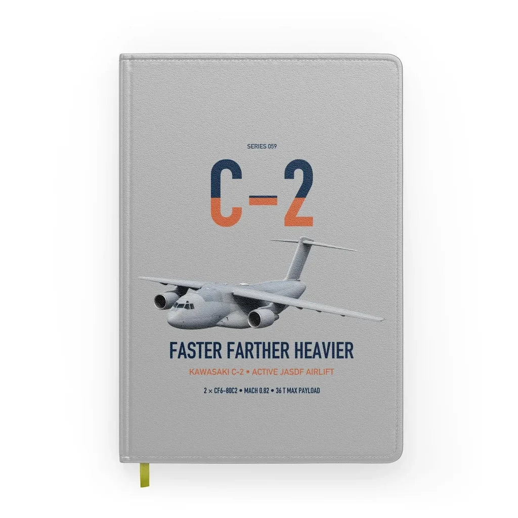 Kawasaki C-2 design on light gray notebook
