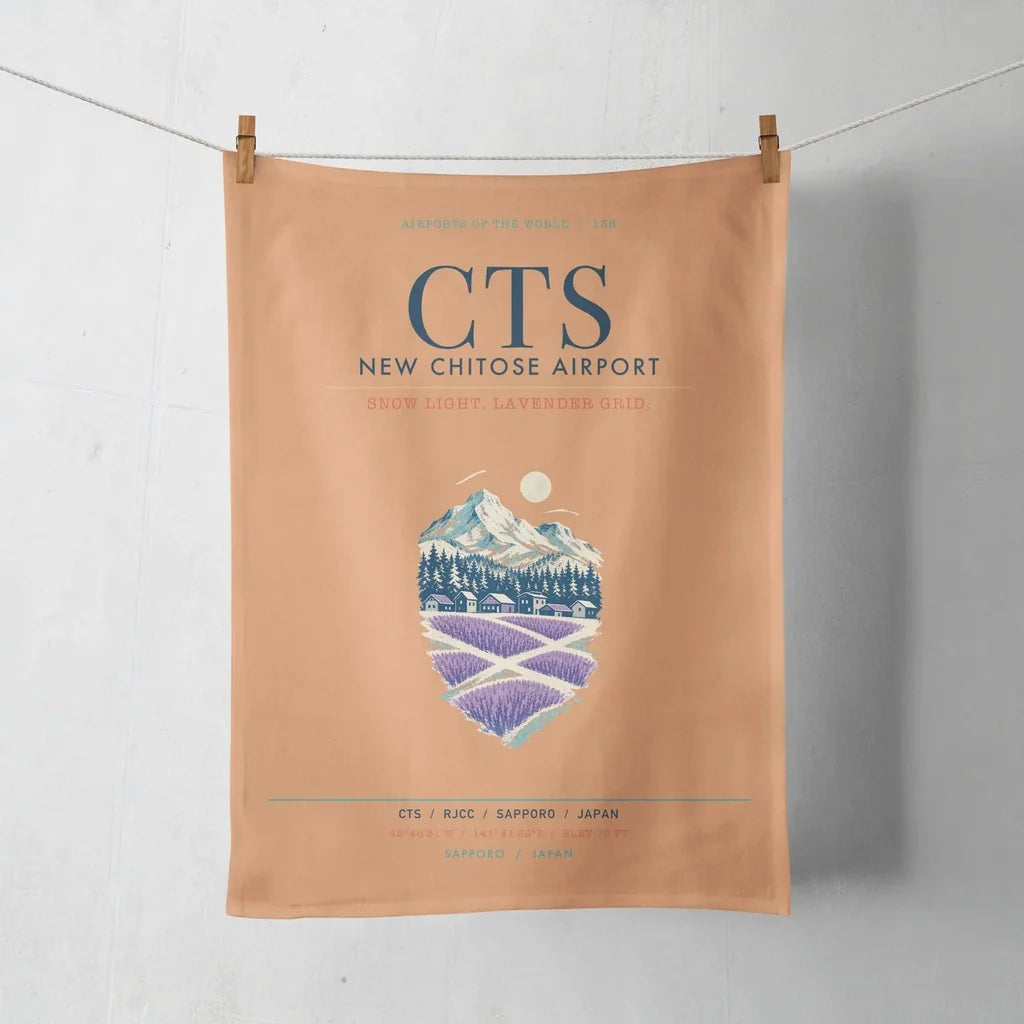 New Chitose Airport Sapporo (CTS) design on orange towel