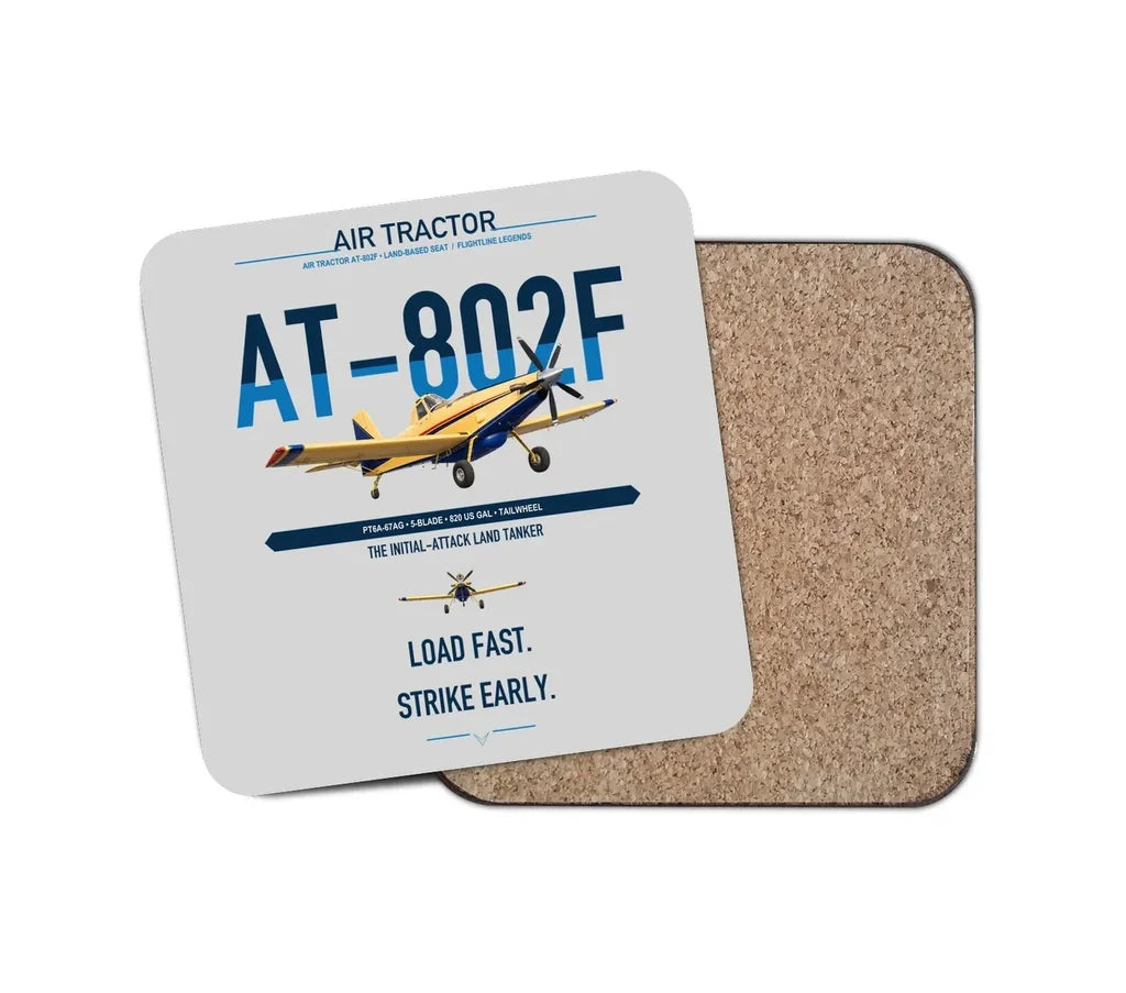 Air Tractor AT-802F design on light gray 1 piece coaster