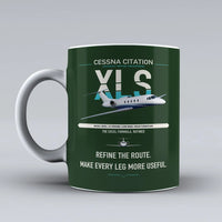 Thumbnail for Cessna Citation XLS design on dark green ceramic mug, double-side print