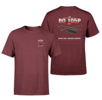 Thumbnail for MBB BO 105P PAH-1 design on dark red t-shirt, double-side print