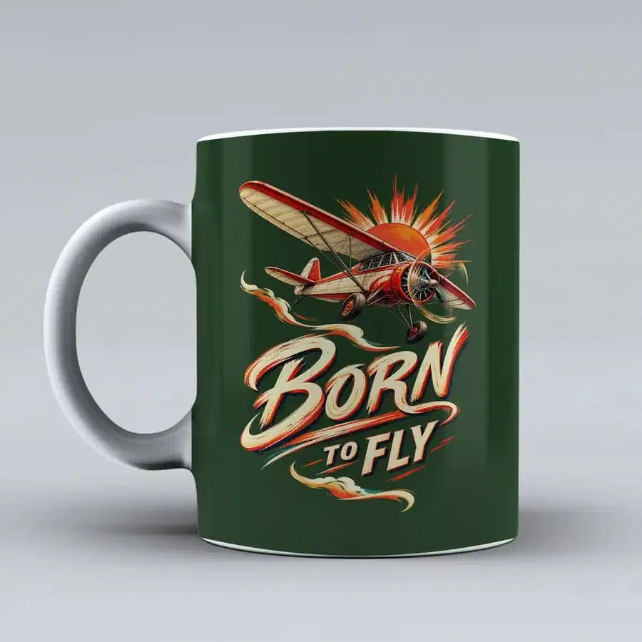 610 - Born To Fly V2 - Mug design on dark green signal
