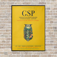 Thumbnail for Greenville-Spartanburg International Airport GSP vertical canvas print - framed - yellow background