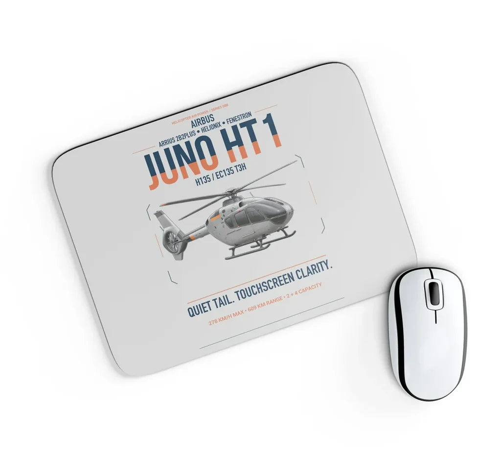 Airbus H135 Juno HT1 design on light gray rectangle mouse pad