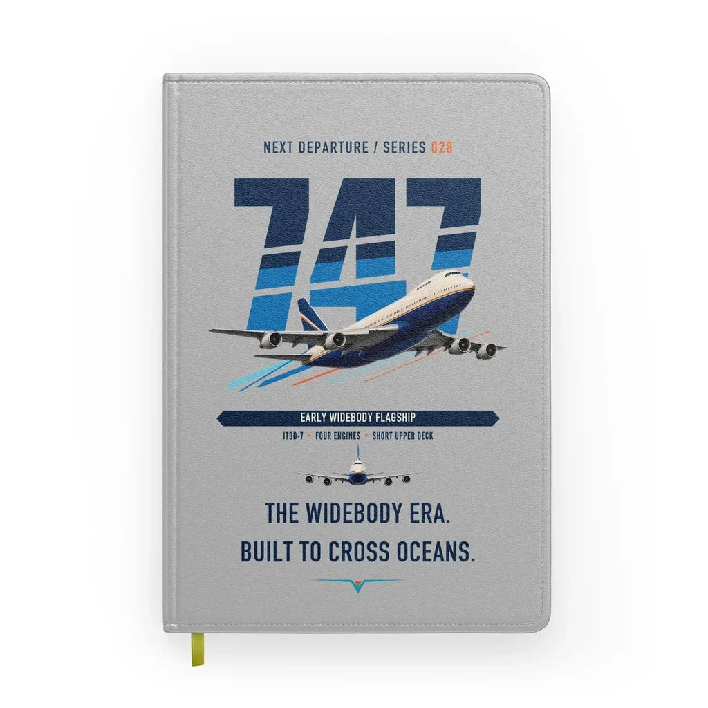 Boeing 747-200B design on light gray notebook