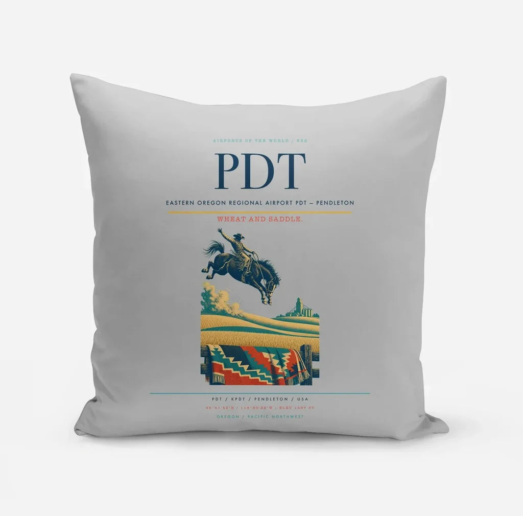 Eastern Oregon Regional Airport (PDT) design on light gray pillow
