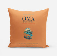 Thumbnail for Omaha Eppley Airfield (OMA) design on orange pillow