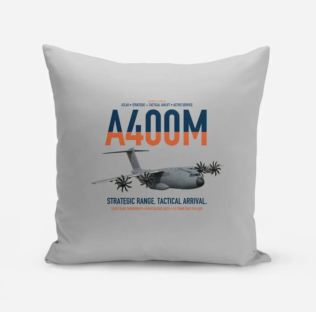 Airbus A400M Atlas design on light gray pillow