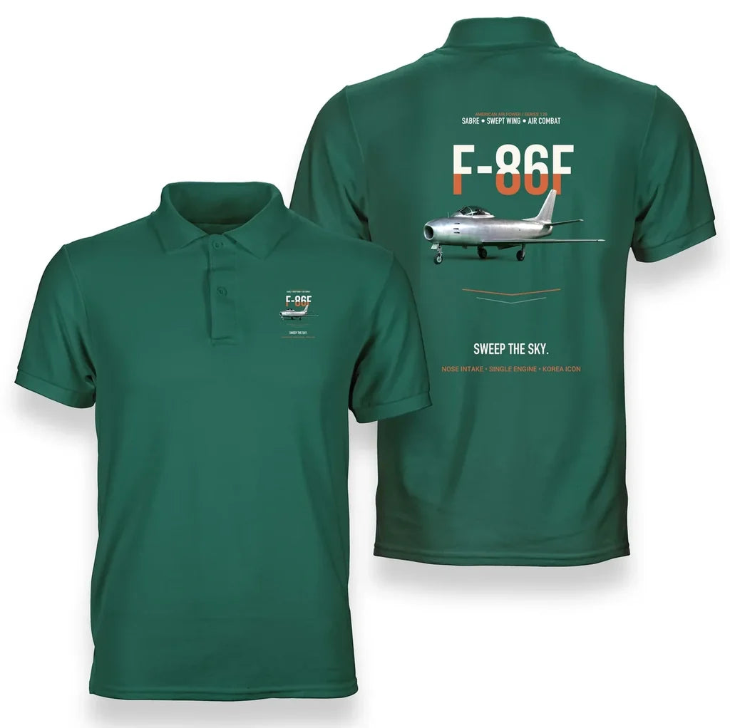 F-86F SABRE design on green polo