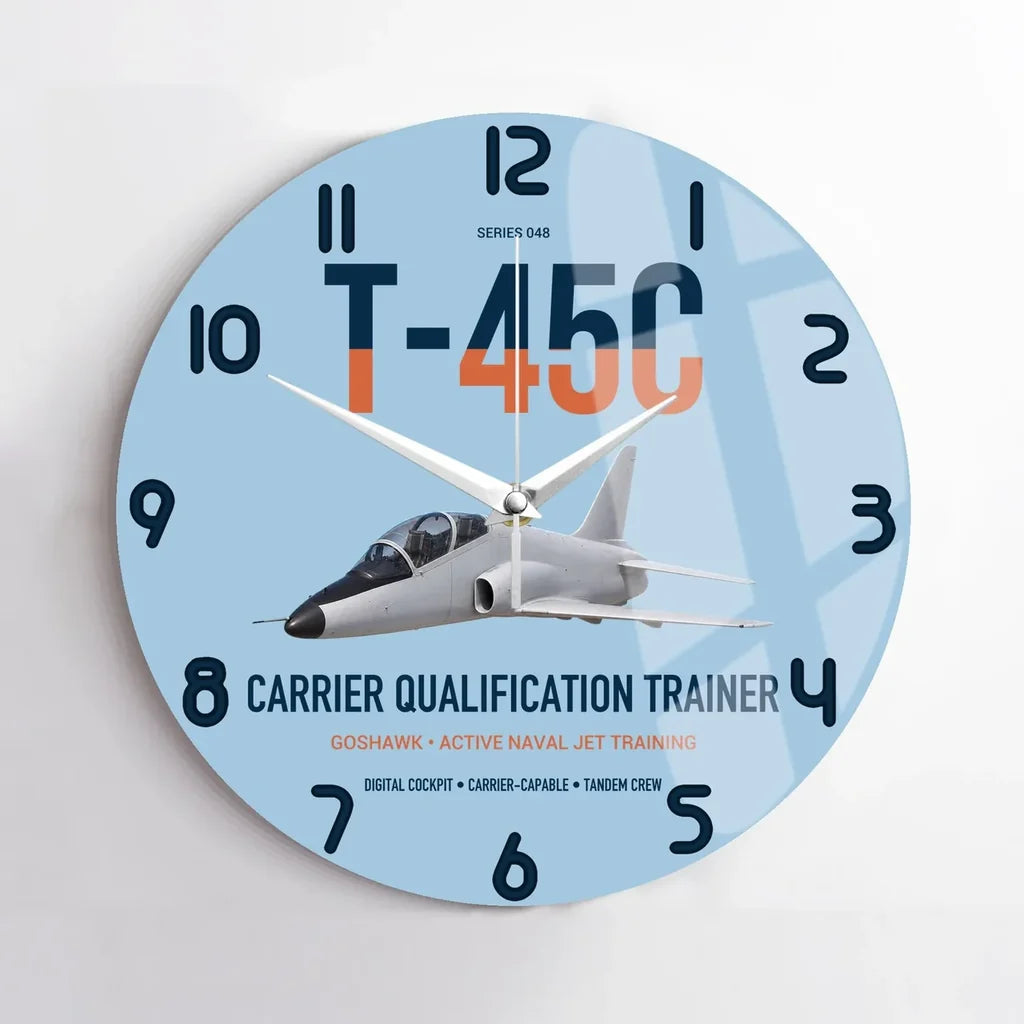 T-45C Goshawk design on light blue no frame wall clock