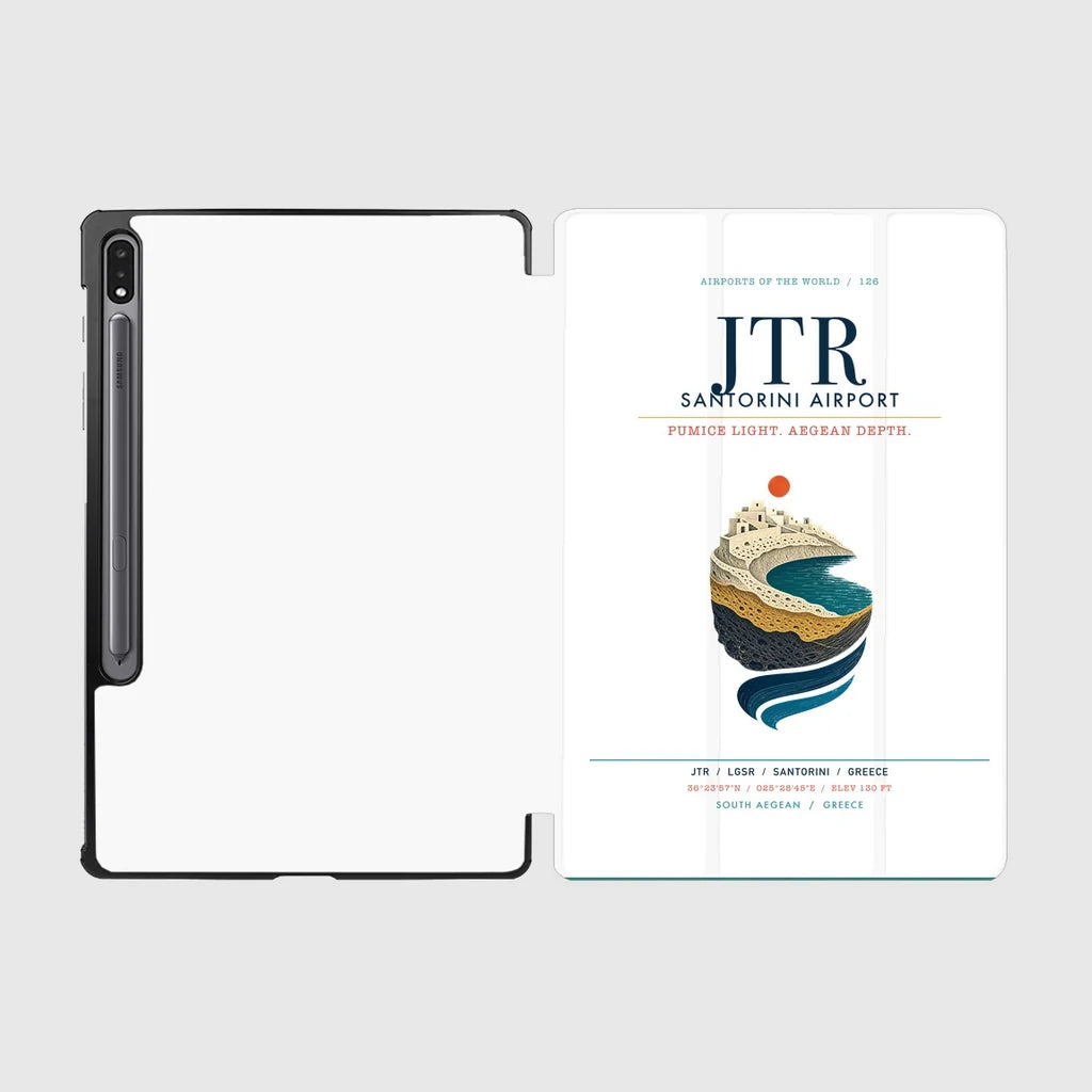 Santorini Airport (JTR) design on white samsung tablet tablet case