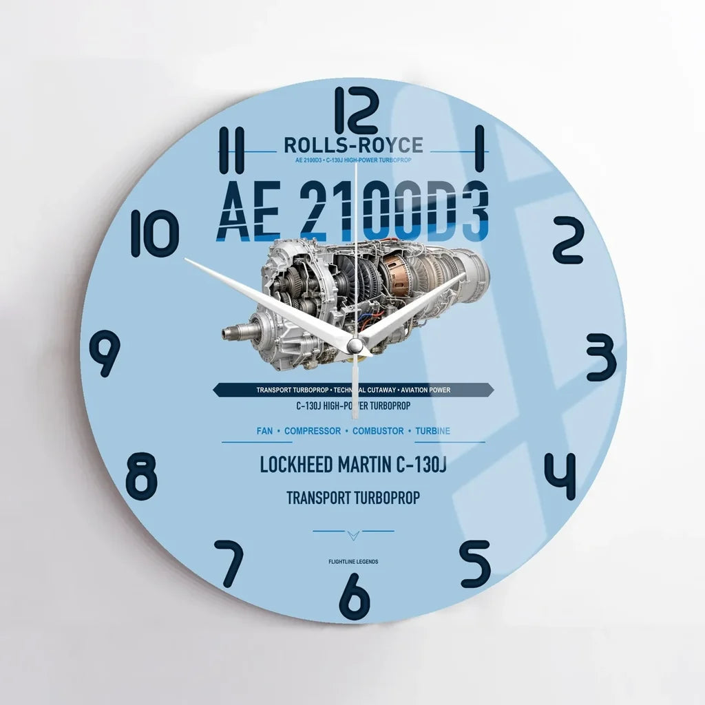 AE 2100D3 design on light blue no frame wall clock