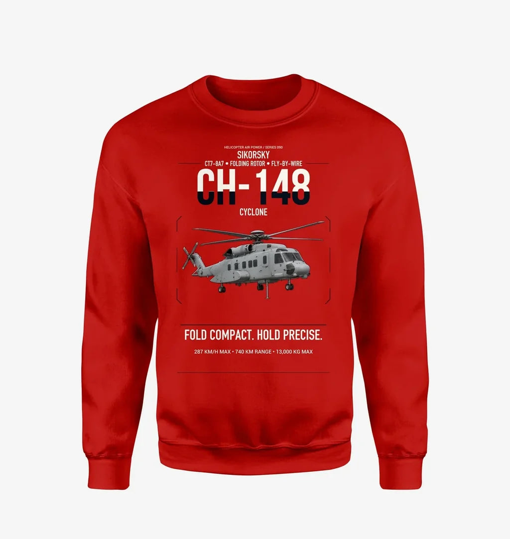 Sikorsky CH-148 Cyclone design on red sweatshirt