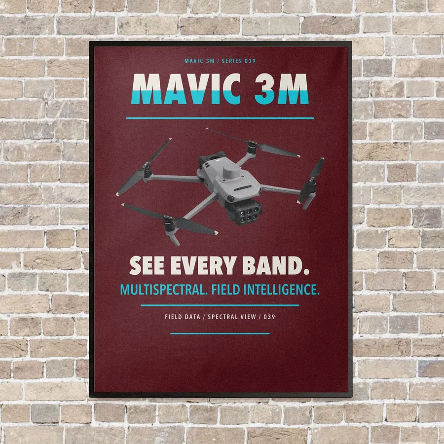 DJI Mavic 3 Multispectral vertical canvas print - framed - dark red background