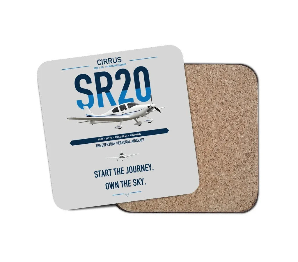 Cirrus SR20 design on light gray 1 piece coaster