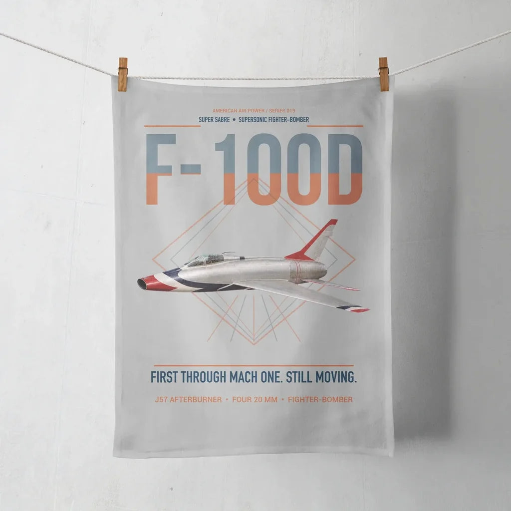 F-100D Super Sabre design on light gray towel
