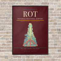Thumbnail for Rotorua Regional Airport ROT vertical canvas print - framed - dark red background