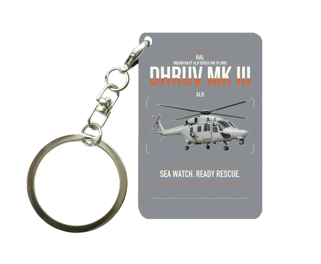 HAL ALH Dhruv Mk III design on gray designed key chain, double-side print