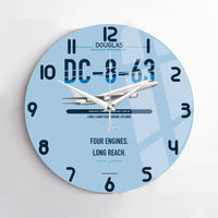 Thumbnail for Douglas DC-8-63 design on light blue no frame wall clock