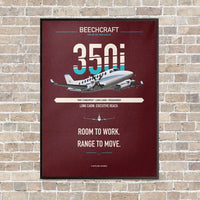 Thumbnail for Beechcraft King Air 350i vertical canvas print - framed - dark red background
