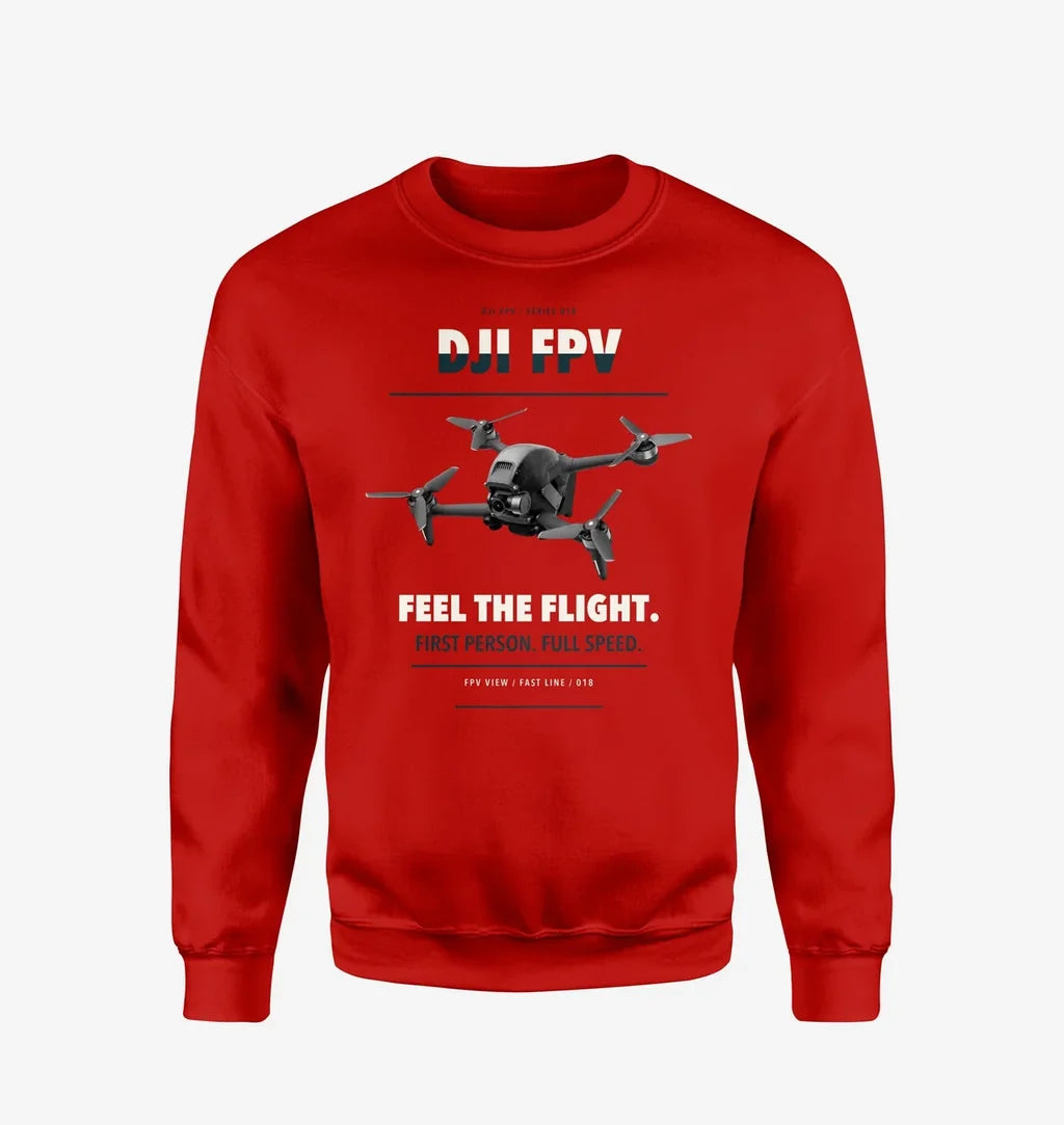 DJI FPV design on red sweatshirt